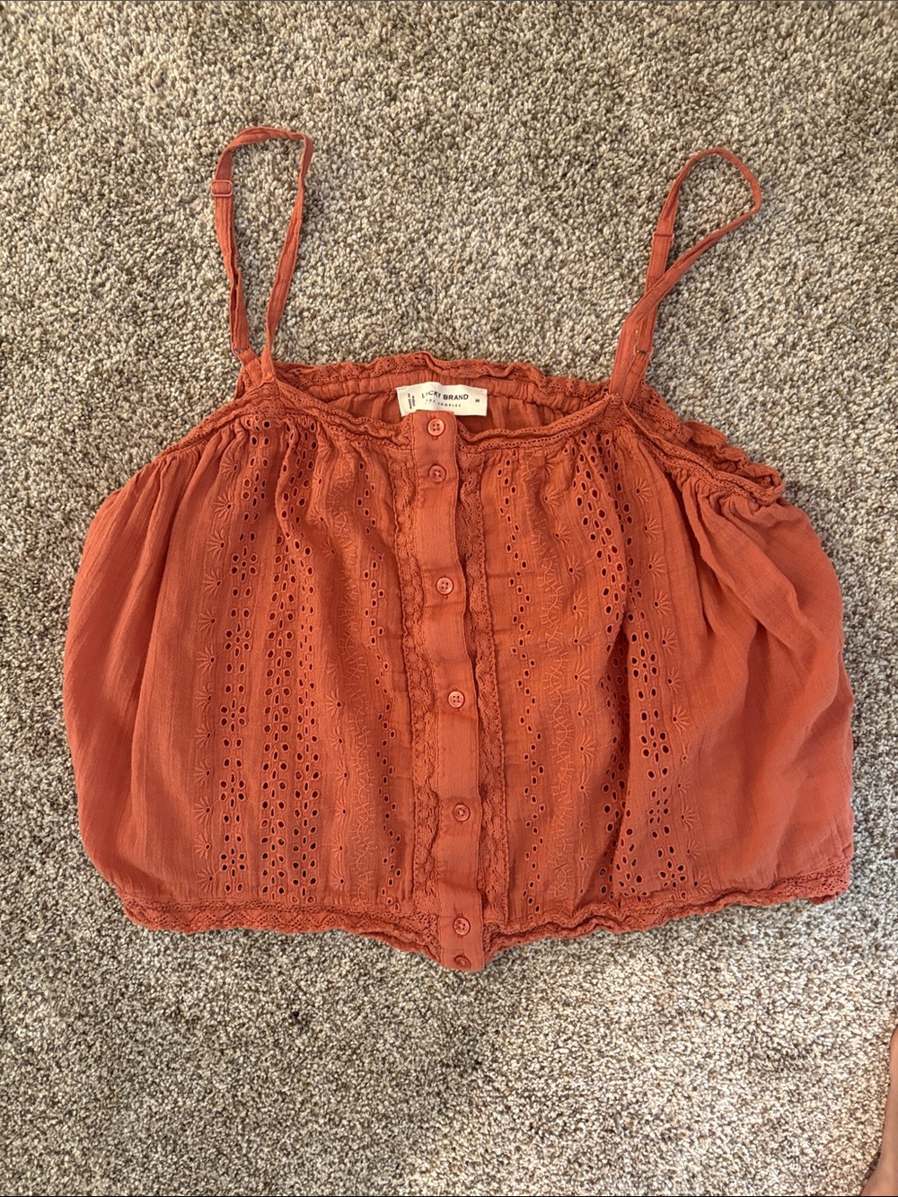 Lucky Brand Rust Eyelet Button-Front Camisole